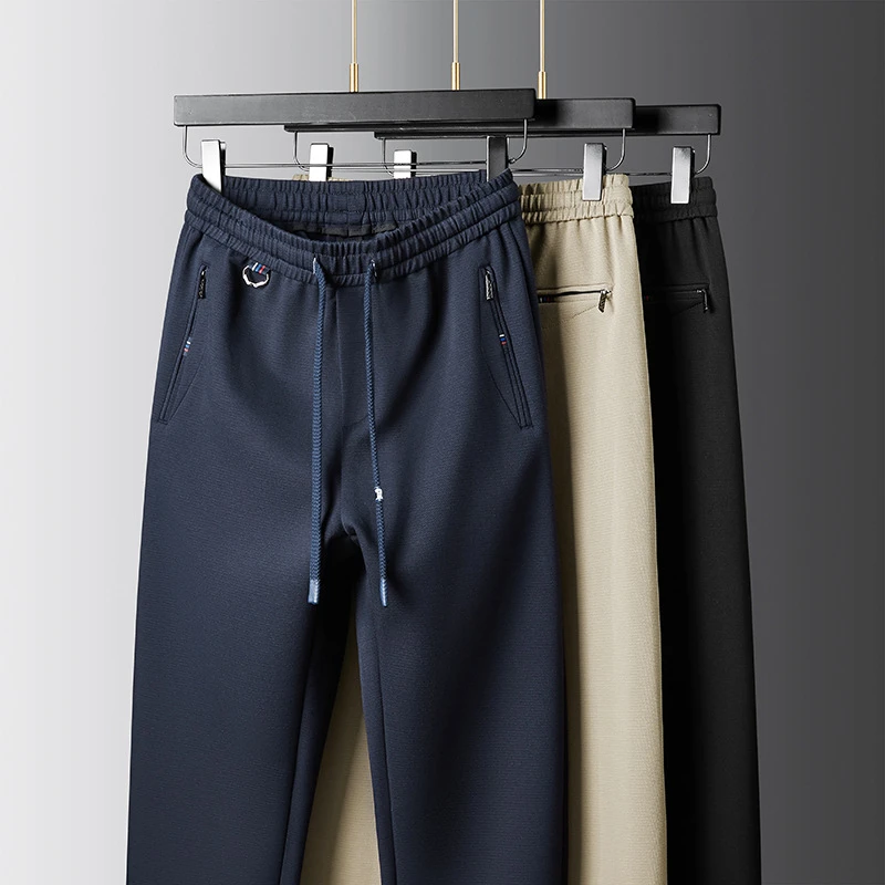 吴老板季男士宽松休闲裤加肥加大码运动直筒松紧腰休闲裤