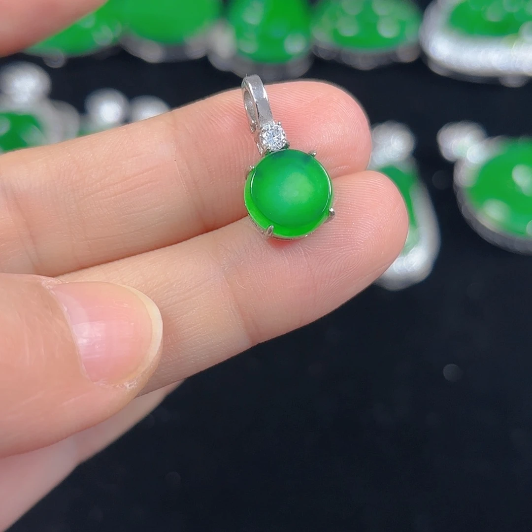翡翠银S925镶嵌吊坠(不含链)