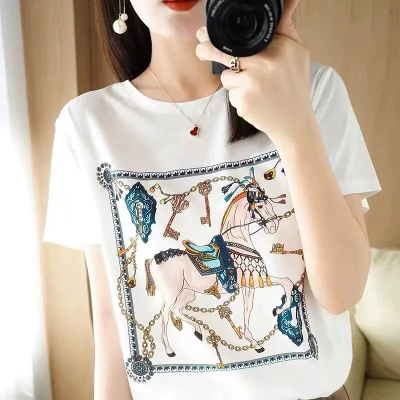 3171 T恤女夏季宽松显瘦印花短袖上衣