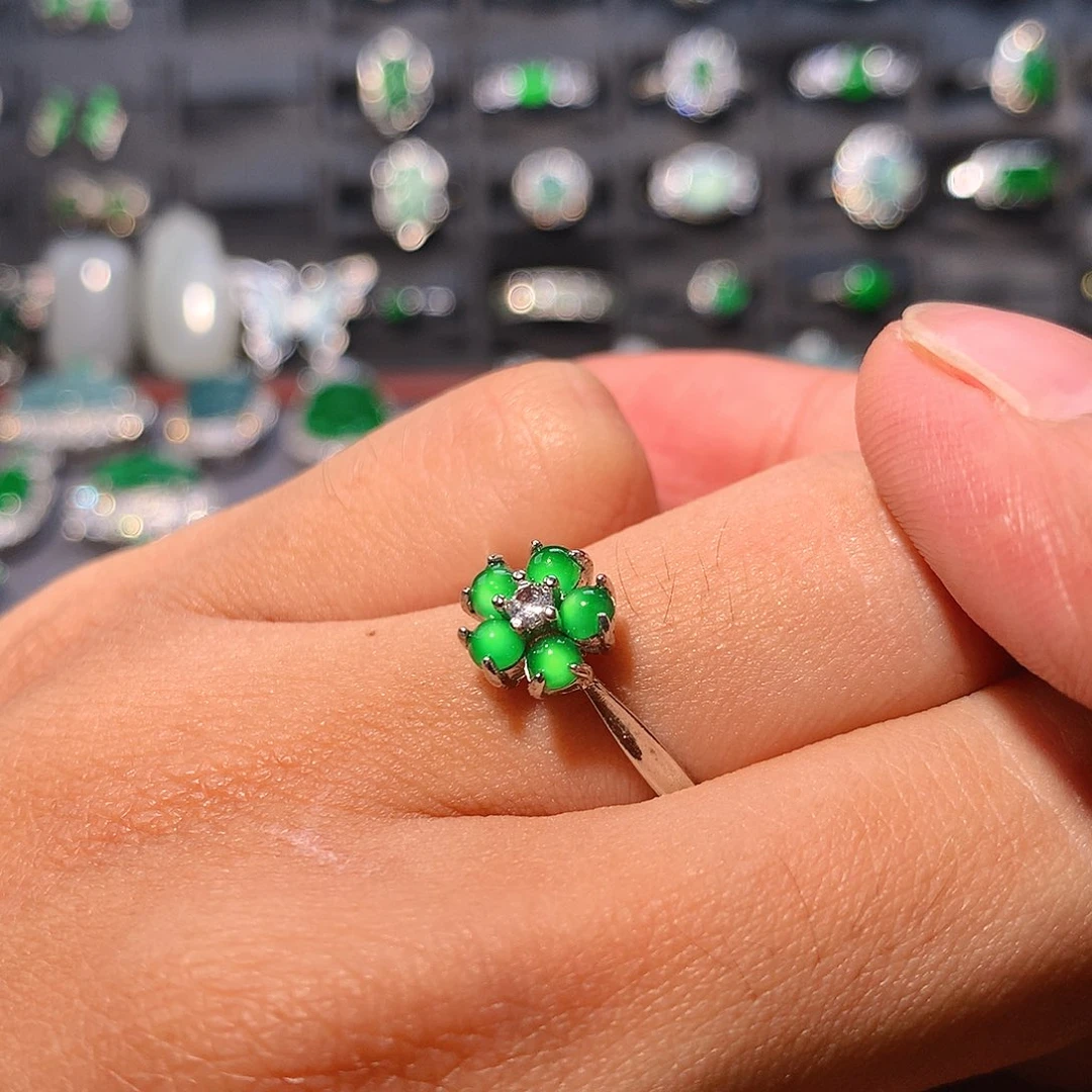 翡翠银S925镶嵌戒指