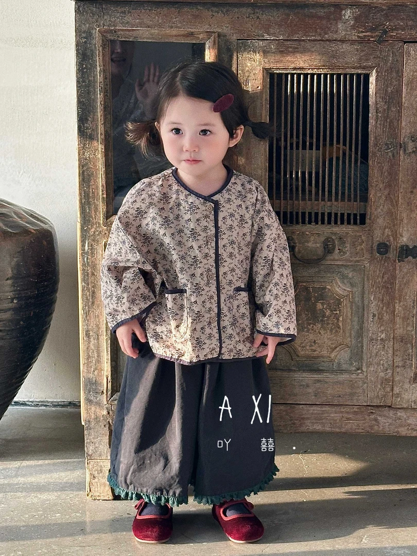 儿童复古日韩系小众设计碎花上衣