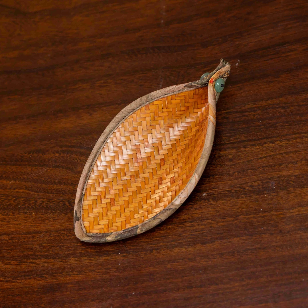 ZT缎面印花树叶形竹席茶则（3.4mm席）