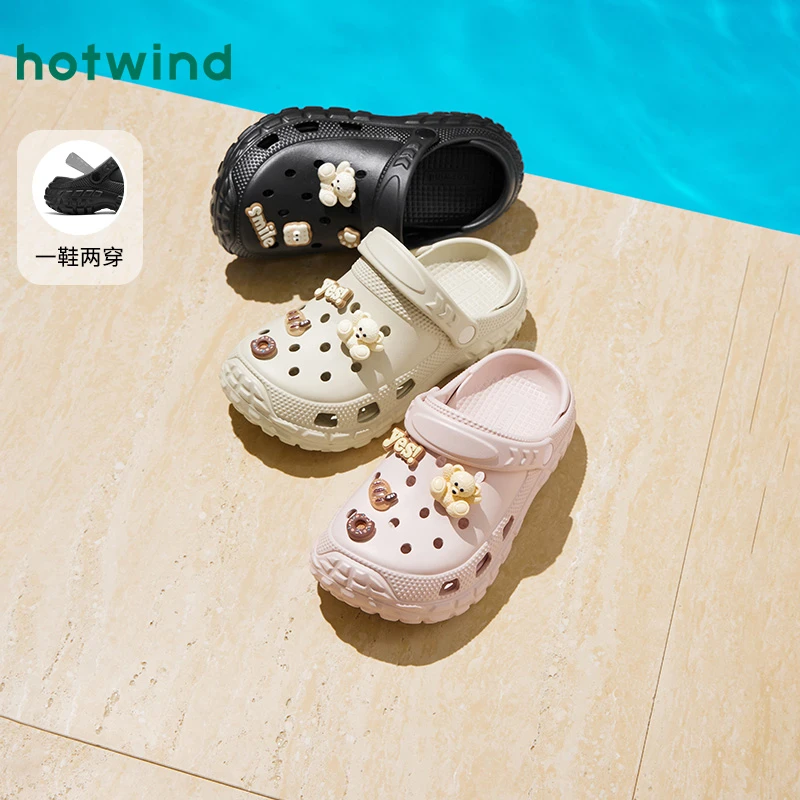 热风2025年夏季新款女士时尚拖鞋H62W25238