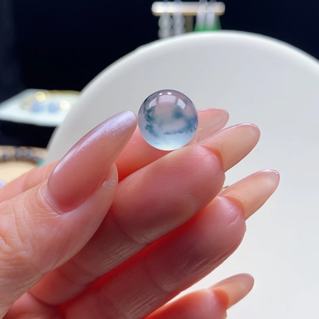 翡翠未镶嵌颈饰翡翠高冰木那飘蓝花珠