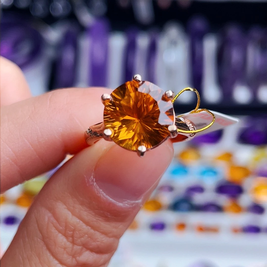 银S925镶嵌戒指黄晶天然保真