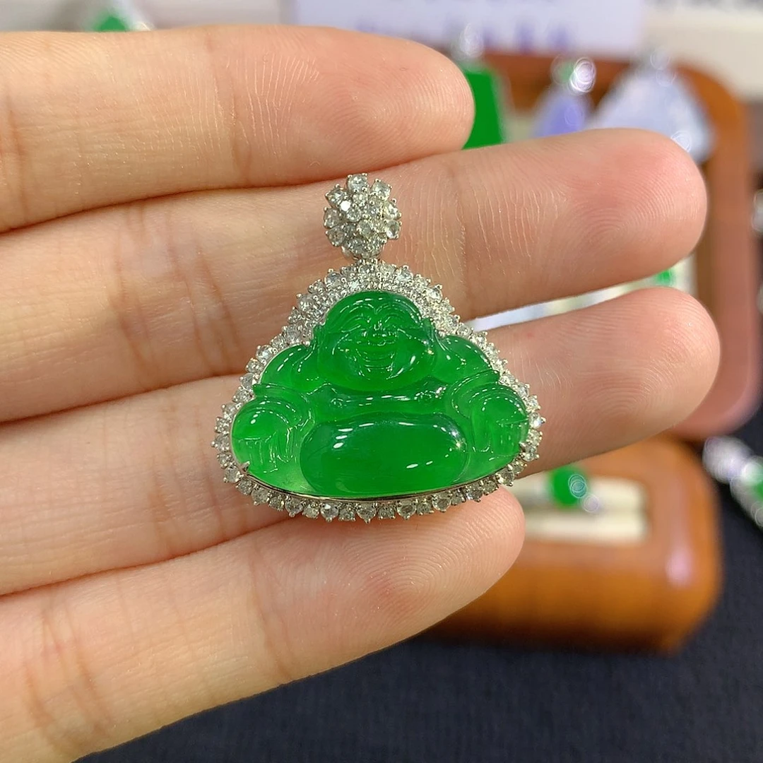 【闪购商品】吊坠(不含链)18K金镶嵌翡翠佛公
