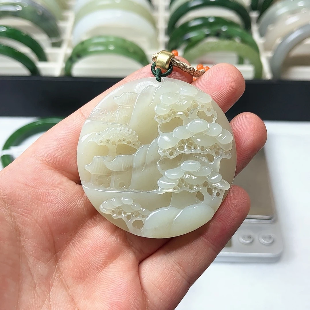 和田玉未镶嵌吊坠(不含链)9