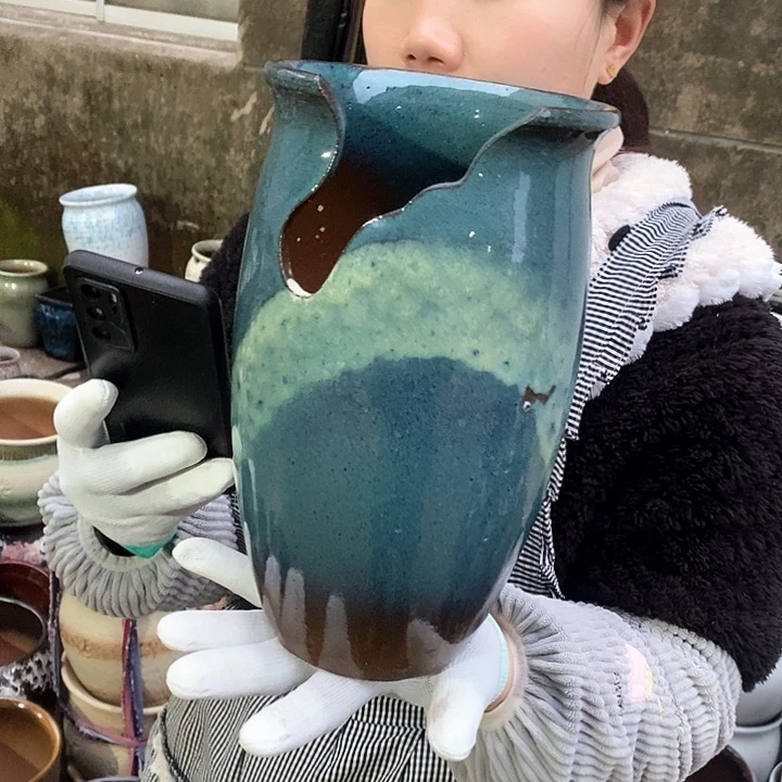 紫砂花盆瑕疵口15高25