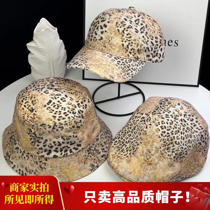 春夏新款防紫外线休闲渔夫帽女时尚豹纹前进帽潮流显脸小棒球帽男