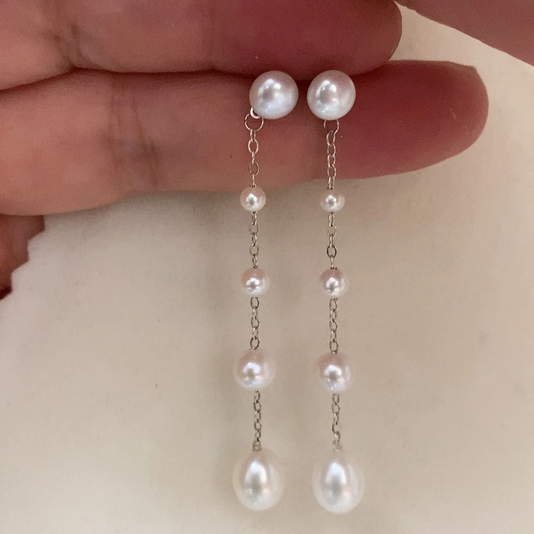 银S925镶嵌淡水珍珠耳饰
