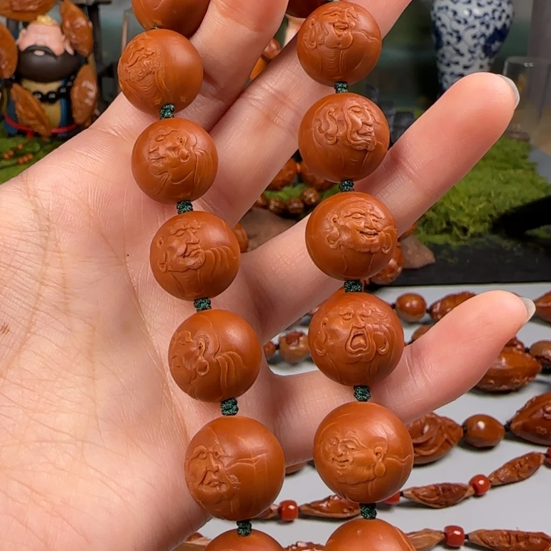 橄榄核手串/手链15正圆薄意十八罗汉