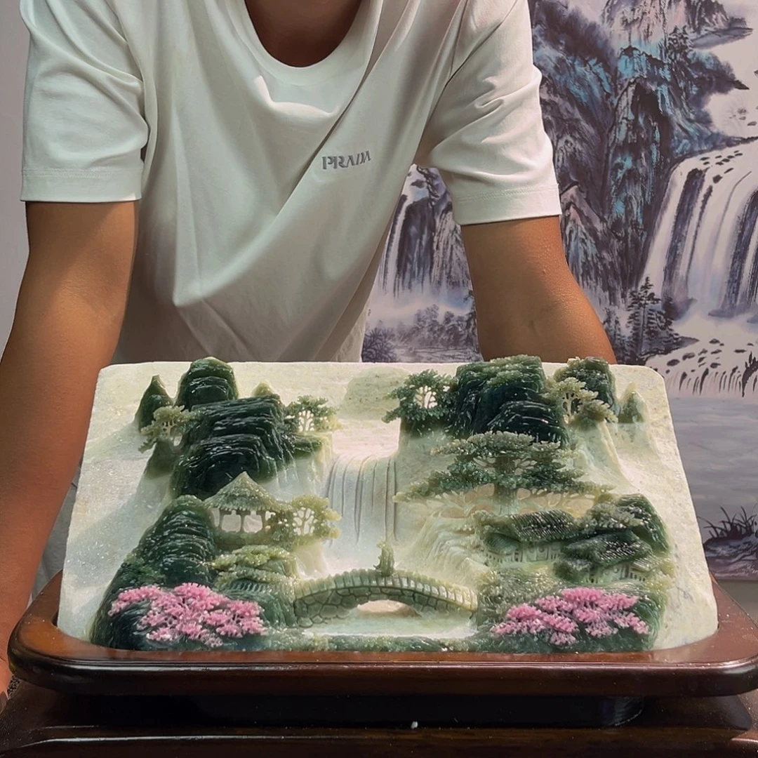 达***玉玉摆件多色带底座