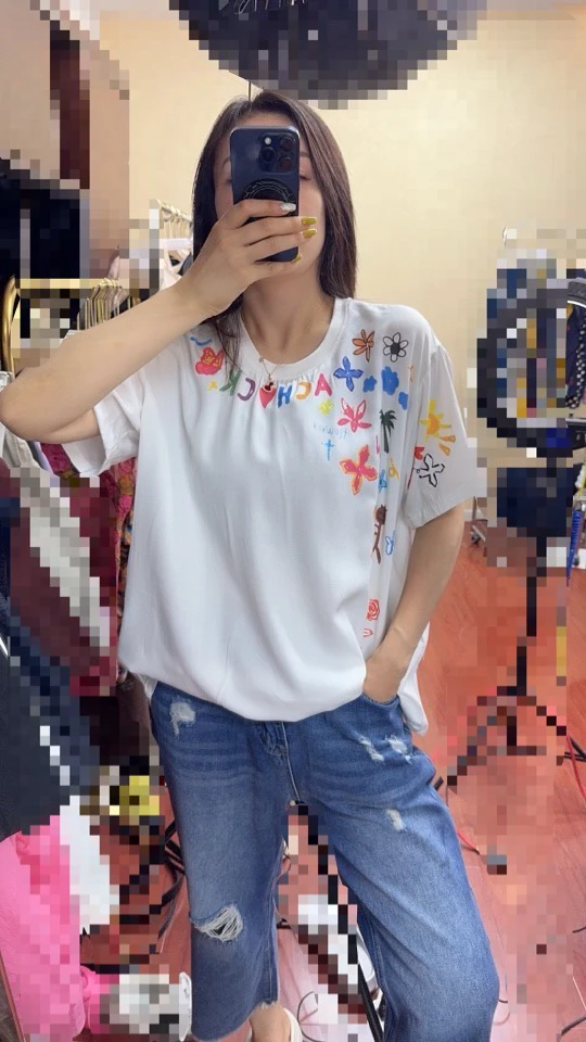 涂鸦花海.（不退不换）【斜纹人造棉】墨染印花清新花海T恤