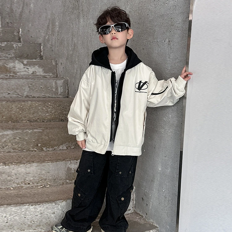 女童春季外套时髦儿童连帽夹克202新款韩版痞帅宝宝风衣春秋款