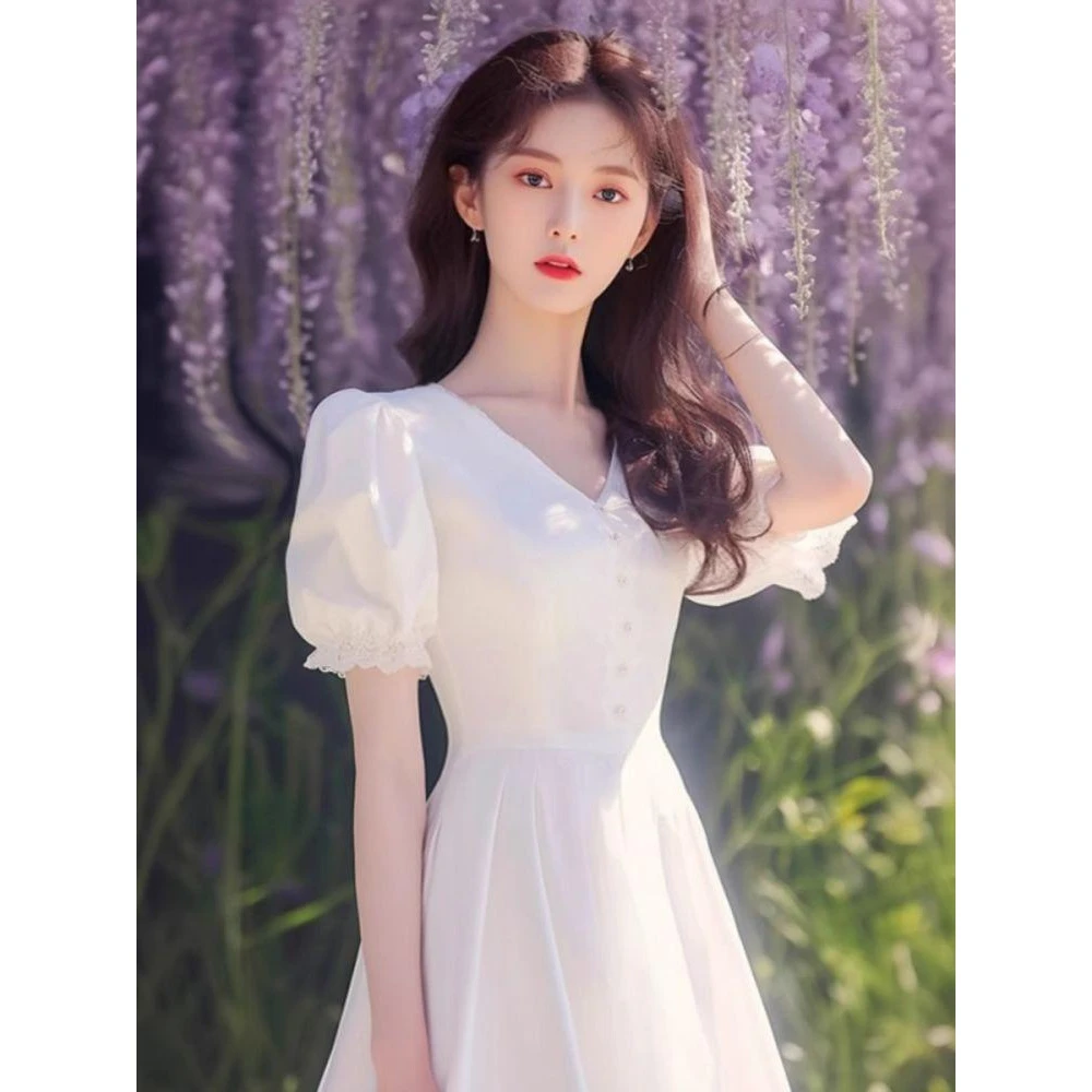 【2022人收藏】夏装女2025年新款气质减龄白色蕾丝连衣裙