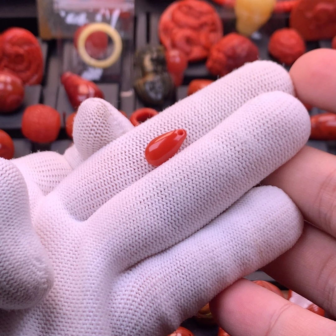 南红玛瑙未镶嵌川料原矿樱桃红卡子7mm+