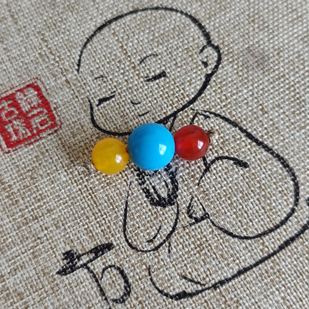 红绿灯 湖北十堰原石配饰DIY圆珠老型三通顶珠背云散珠配饰