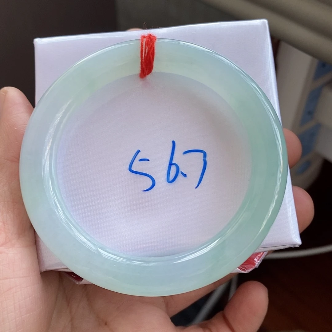 翡翠手镯未镶嵌23晴水晴绿圆条23
