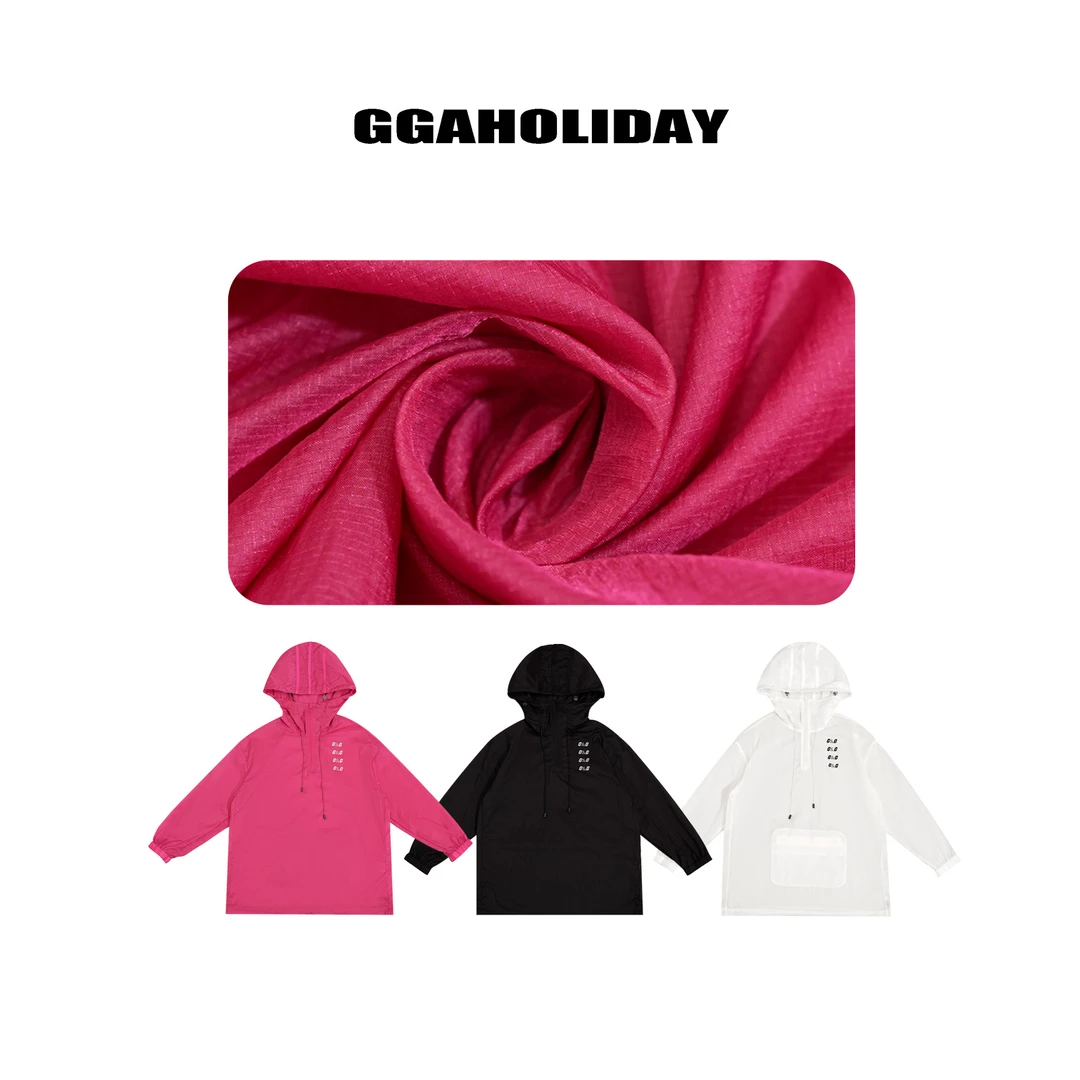GGAHOLIDAY时尚休闲宽松户外运动纯色长袖防晒衣连帽外套-151276