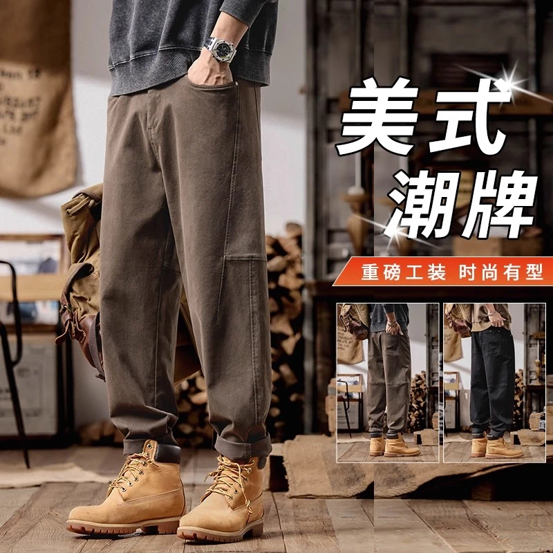 重磅潮牌工装裤男款2025秋冬新款直筒美式复古高端休闲运动长裤子