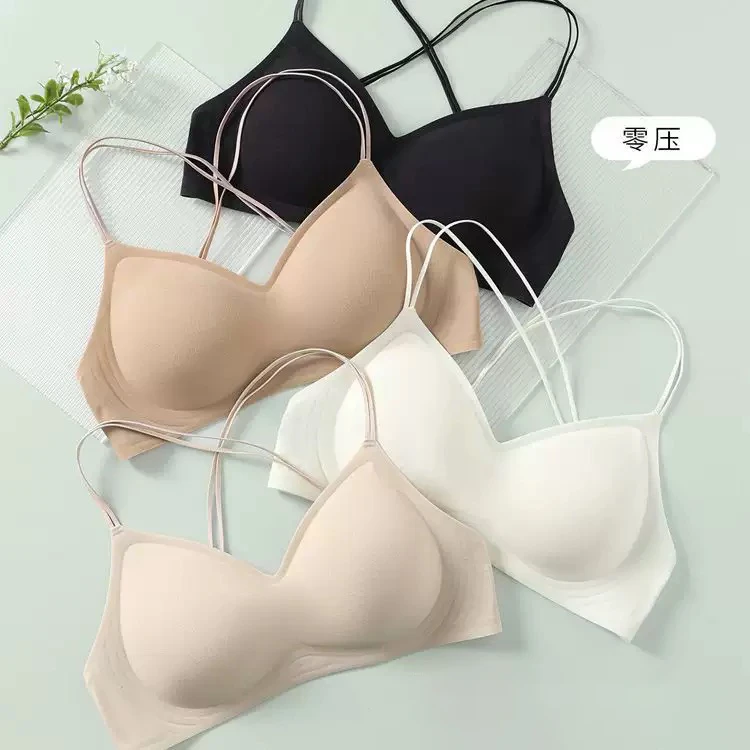 冰淇淋露背舒适透气亲肤凉感双细条3D立体软糯美背吊带