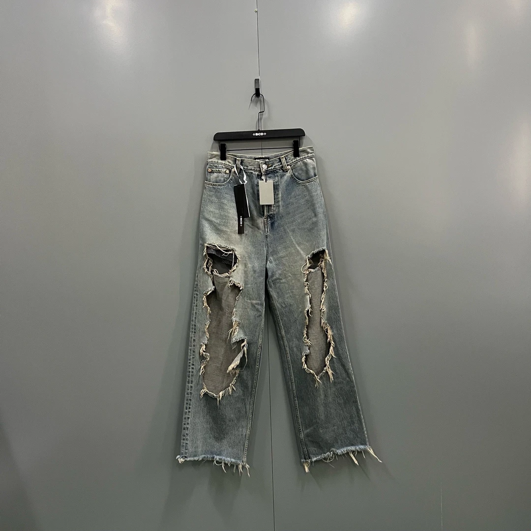 未使用 Balenciaga/巴黎世家 c805 019377 做旧牛仔裤S码/全新