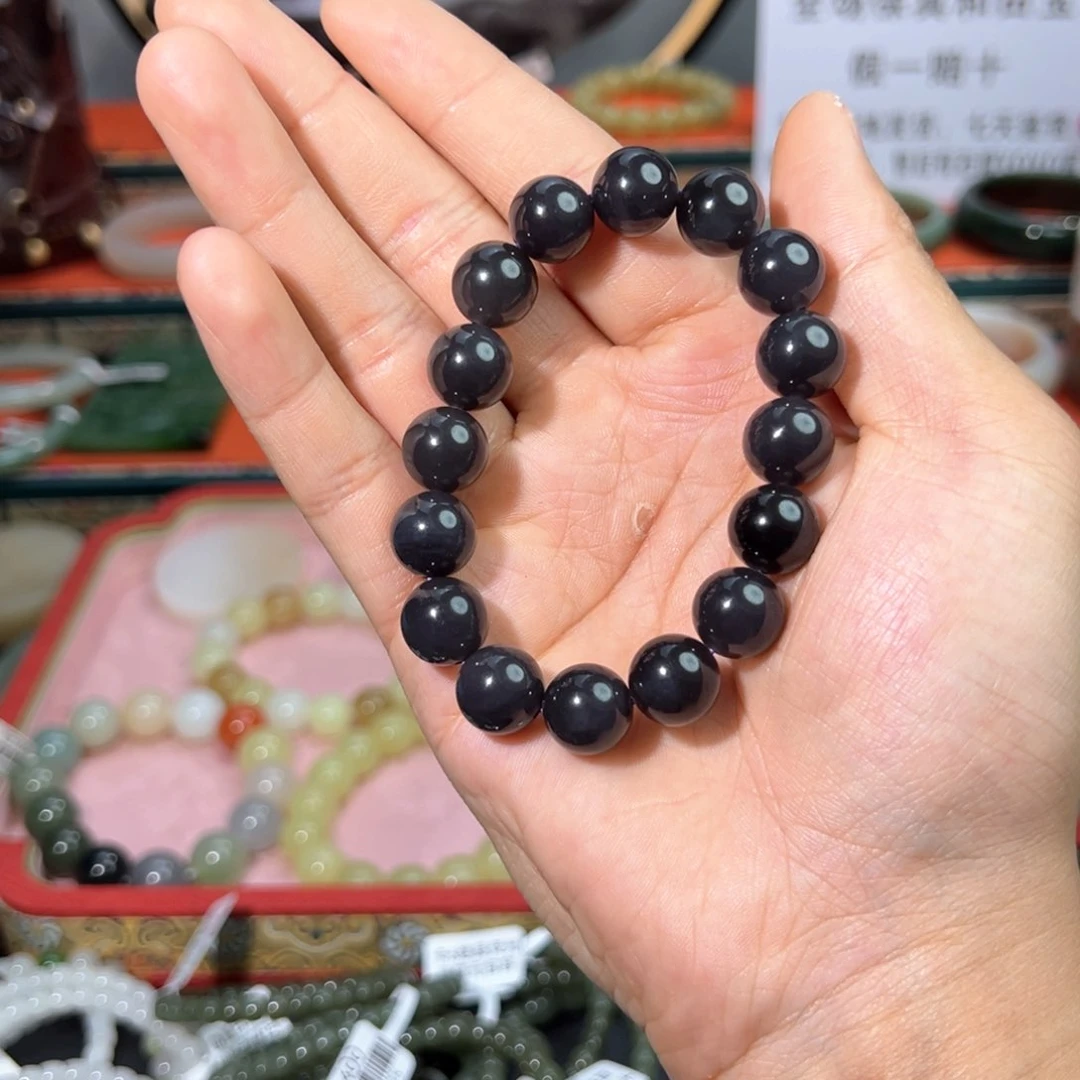 和田玉手链未镶嵌雪*和田玉卡12帝王紫精品