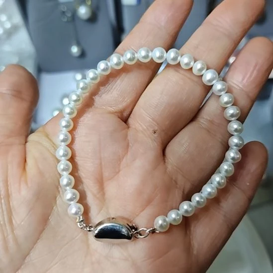 手绳银S925镶嵌淡水珍珠