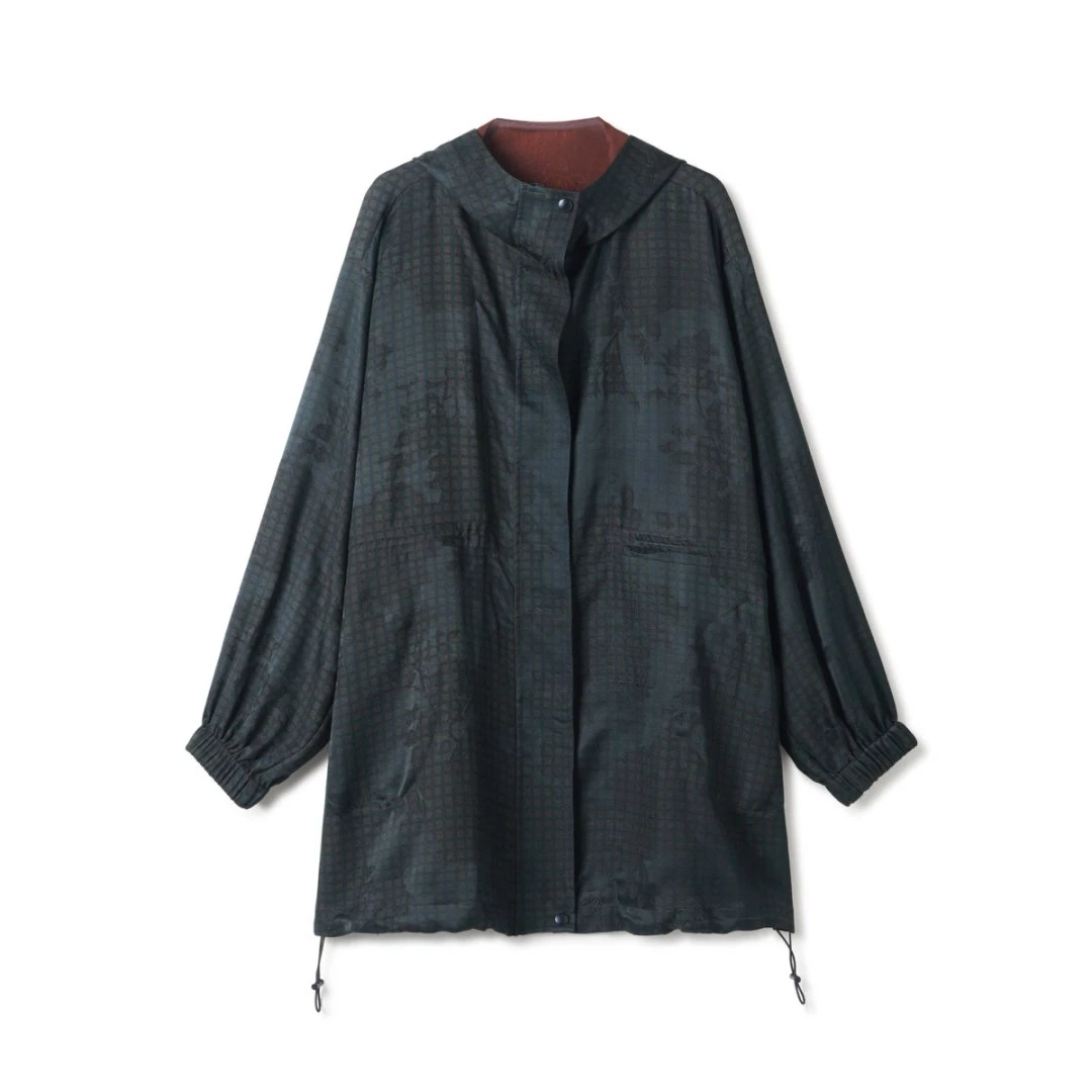 【絮语】40姆米欧非特香云纱初秋时尚复古连帽外套上衣LBW24173A