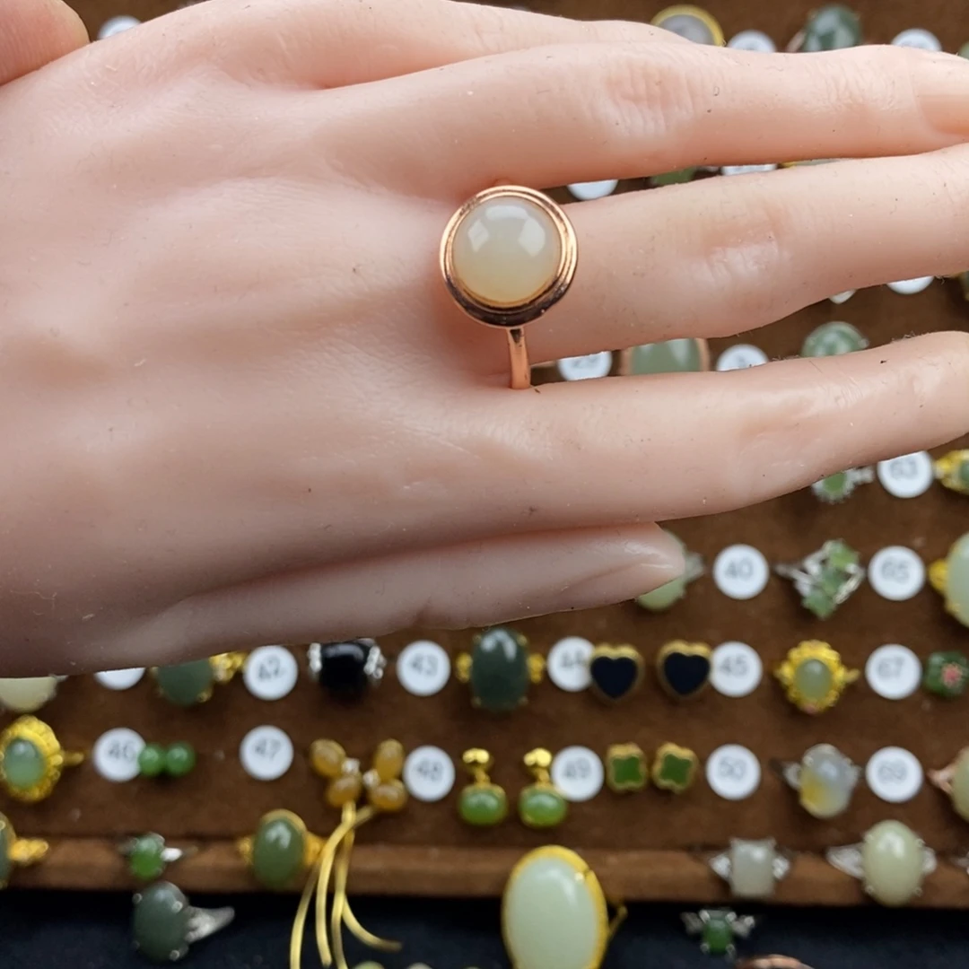 和田玉（白玉）合金戒指