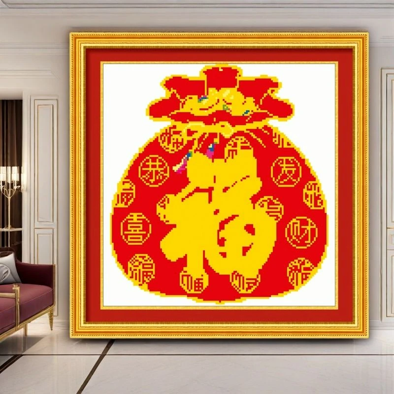 美初大格十字绣福袋福多多非满绣 8色十字绣