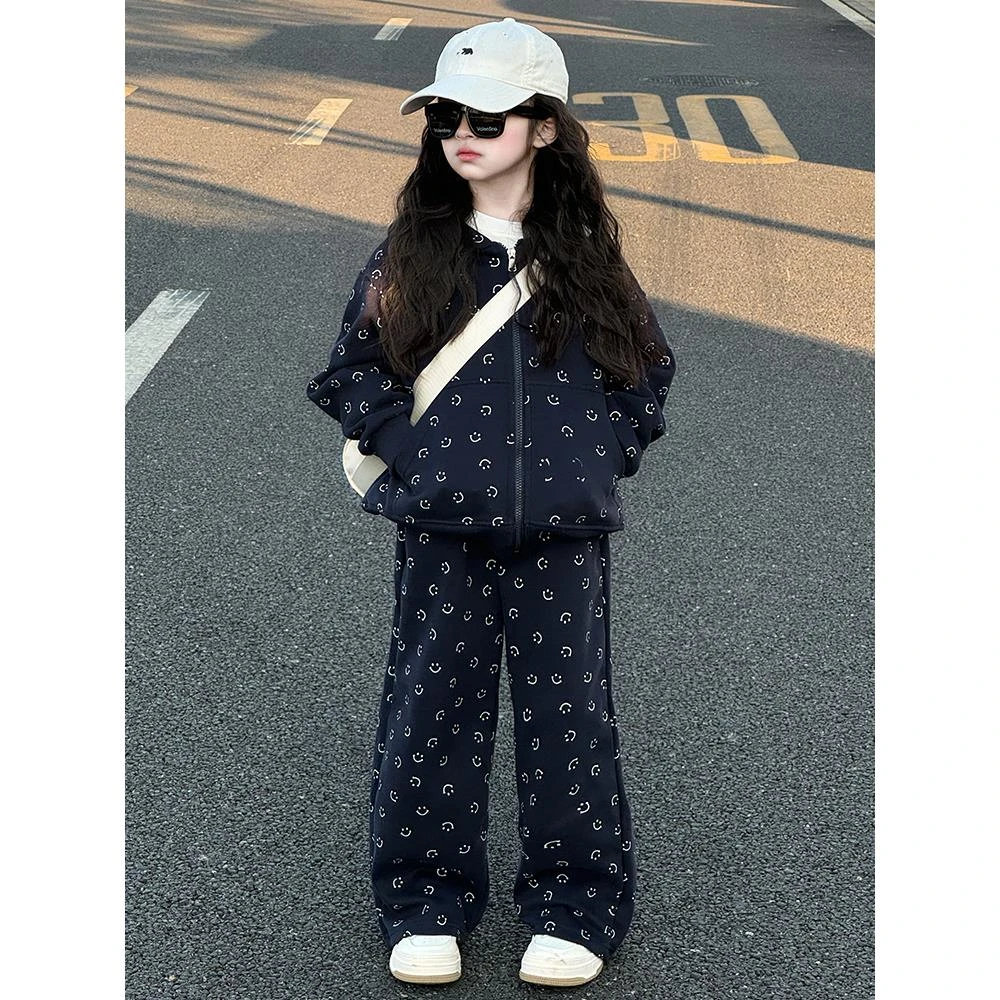 女童春秋款套装新款2025秋装洋气女时髦韩系大童外套运动套装儿童