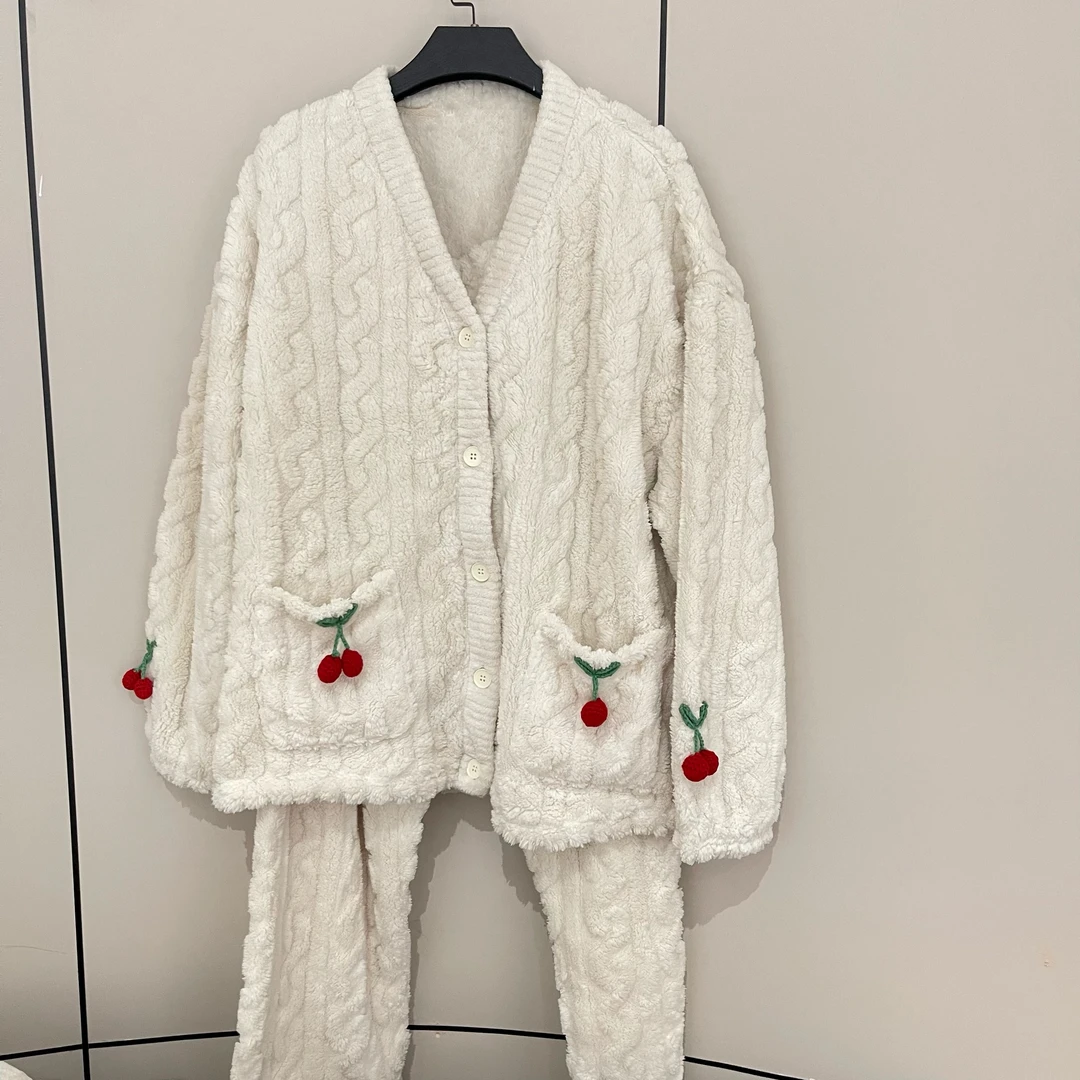 新款气质休闲韩版简约V领长袖家居时尚套装S22202