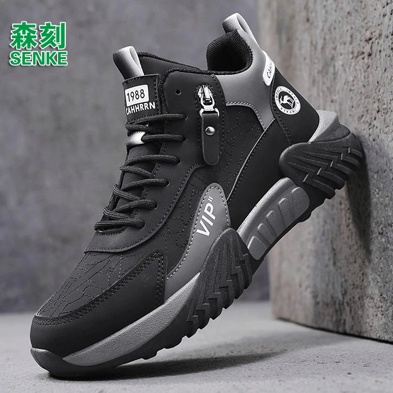 【有单有棉】男鞋2025秋冬软底高帮百搭大码防水休闲时尚工装潮流鞋