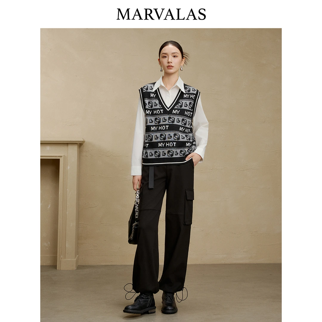 【粉丝专属】绵羊毛混纺针织马甲【冬季字母短款上衣无袖叠穿背心