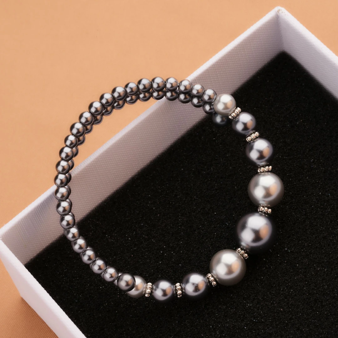 仿珍珠手链 法式银灰色珍珠手链女轻奢高级感手链ins百搭