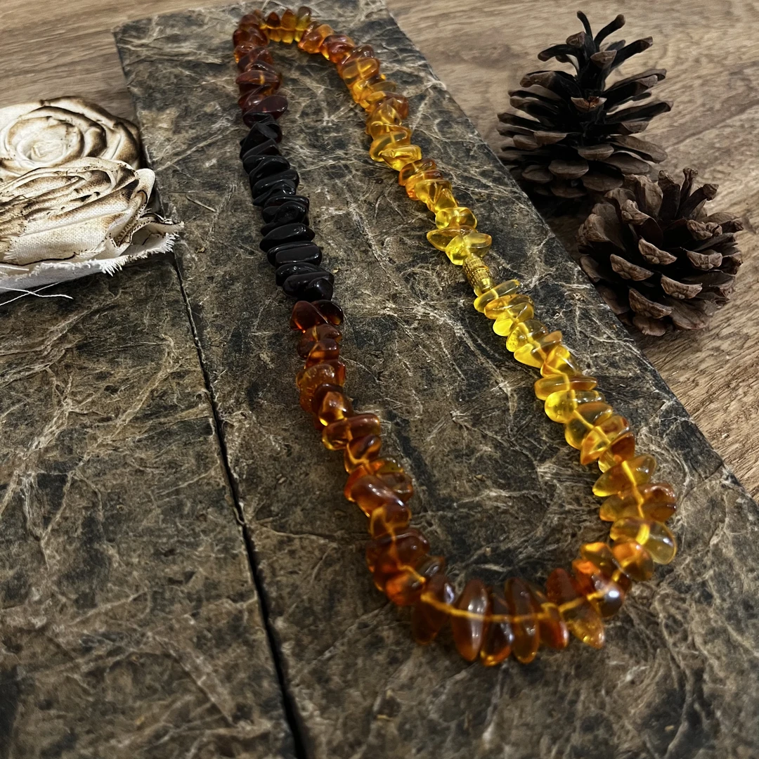 原创小众设计时尚百搭简约琥珀渐变项链气质手工