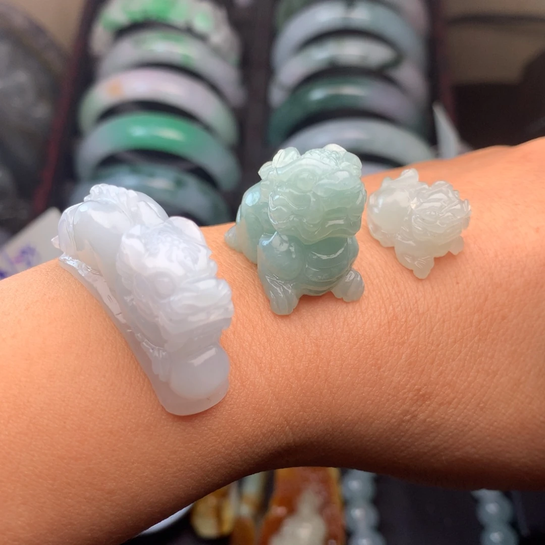 定制翡翠未镶嵌翡翠摆件共3一起