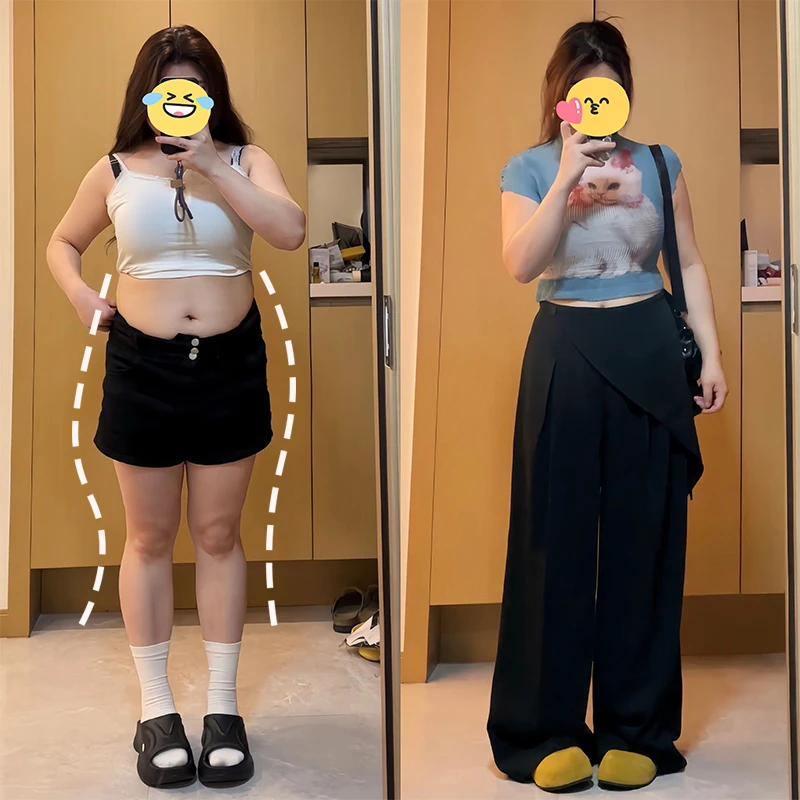 2025年新款设计感休闲西装裤大码女装梨形身材宽松显瘦直筒裤