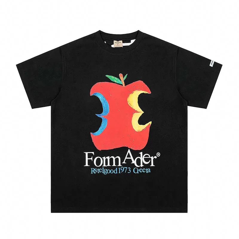 美式复古苹果印花短袖5068