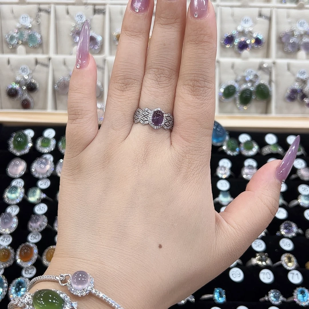 银S925镶嵌戒指水晶