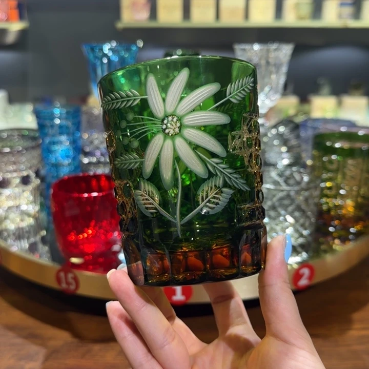 好***鸭手柄款水晶玻璃琥珀花卉一只