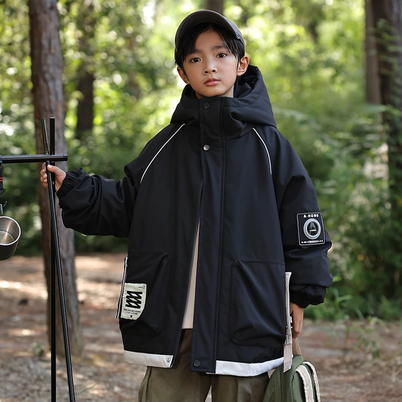 男童羽绒服外套冬季2024新款儿童男孩大童加厚冲锋衣羽绒服BD1591