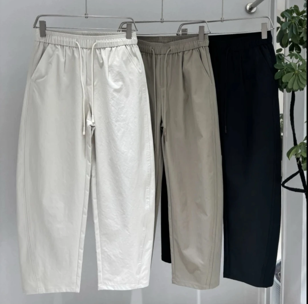 【二二兄弟】【云柔触感5.0】纯色简约百搭弯刀结构宽松休闲阔腿裤