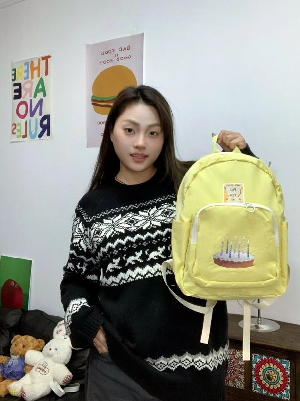 涂鸦系列活力拼色学生书包涂鸦小狗高中生双肩包大学生背包通勤包