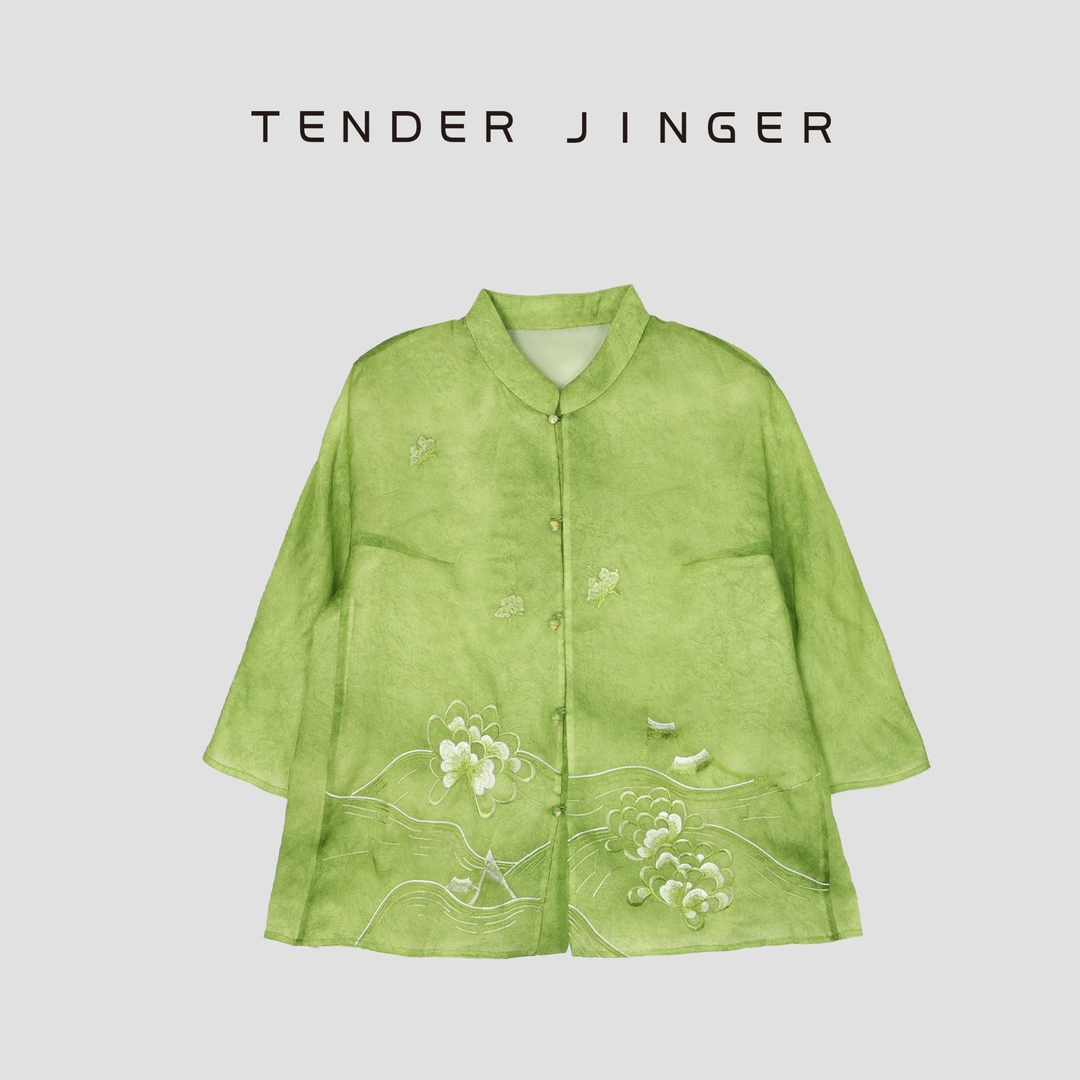 Tender Jinger【黑标】提花桑蚕丝真丝刺绣上衣T52GCC81132