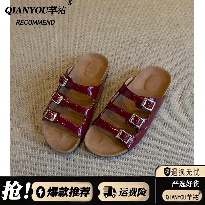 百搭休闲凉拖鞋女夏外穿法式复古博肯半拖海边沙滩软底时尚一字拖