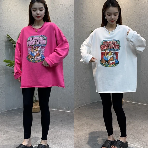 YM68108秋款韩版卡通印花立体剪裁长袖圈圈棉卫衣女