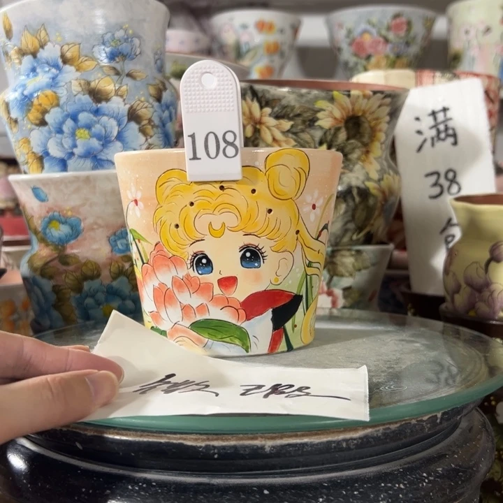 景德镇手绘花盆满38包邮偏远地区除外