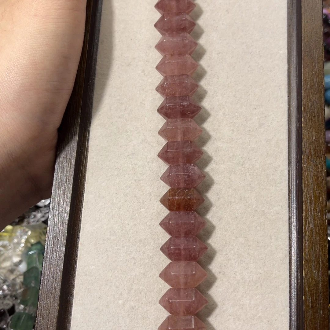 玛瑙/玉髓合金手链草莓晶双尖到手20颗